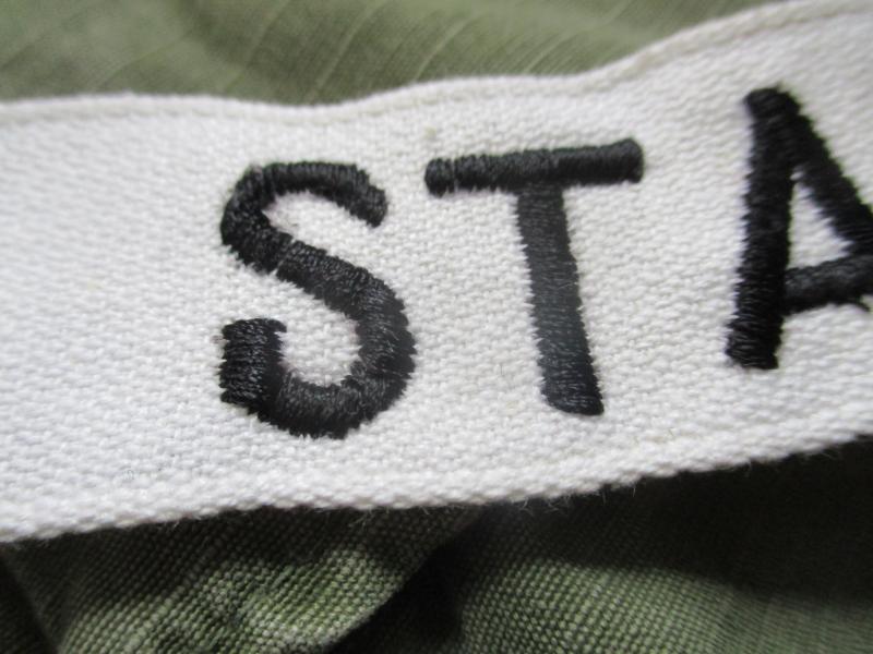GENUINE M51 UNIFORM early VIETNAM WAR US ARMY white name TAPE badge STARKE