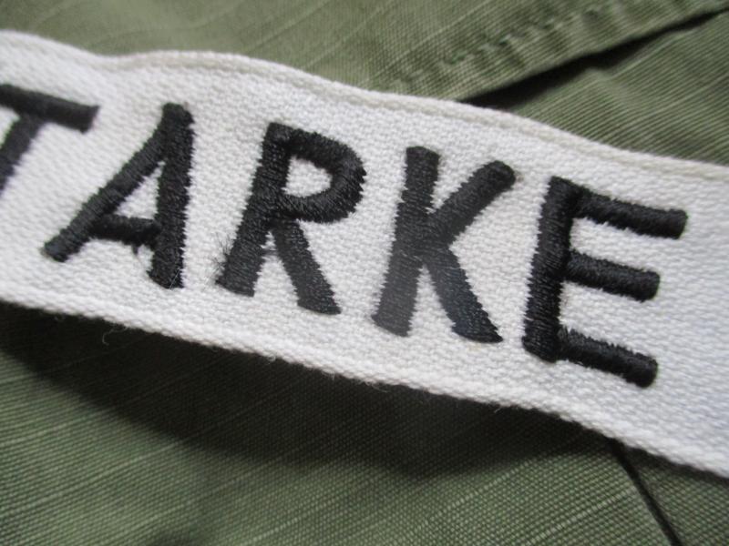 GENUINE M51 UNIFORM early VIETNAM WAR US ARMY white name TAPE badge STARKE
