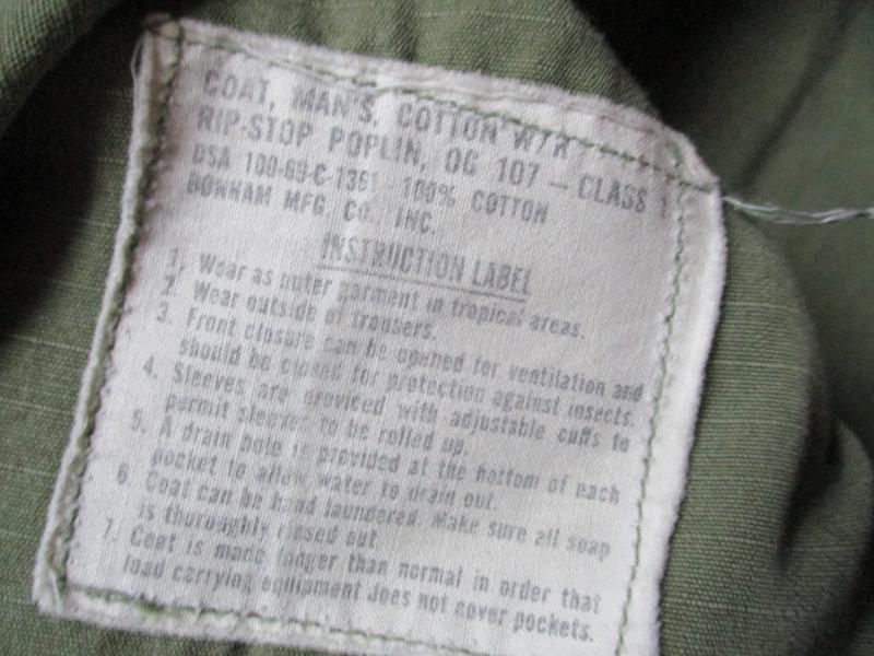 1969 VIETNAM WAR US ARMY SLANT POCKET OG107 GREEN Jungle combat modified JACKET COAT M s