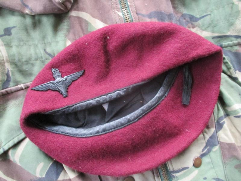 genuine PARACHUTE REGIMENT AIRBORNE MAROON BERET leather band SHAPED used SMALL