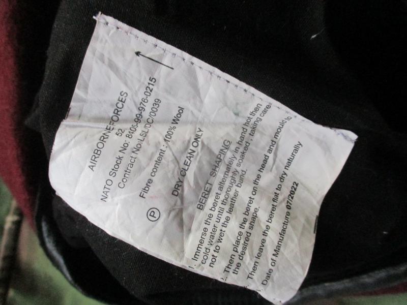 genuine PARACHUTE REGIMENT AIRBORNE MAROON BERET leather band SHAPED used SMALL