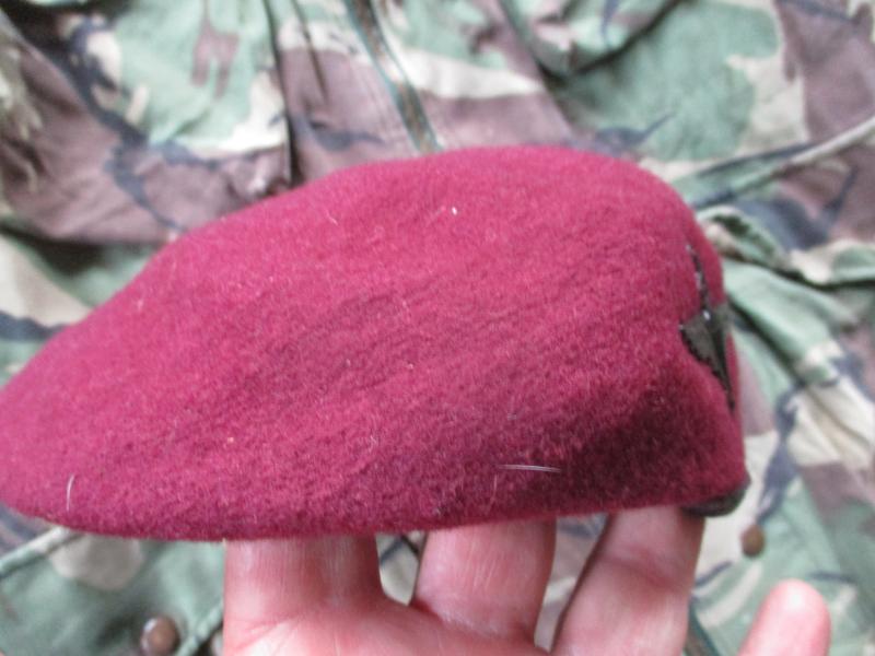 genuine PARACHUTE REGIMENT AIRBORNE MAROON BERET leather band SHAPED used SMALL