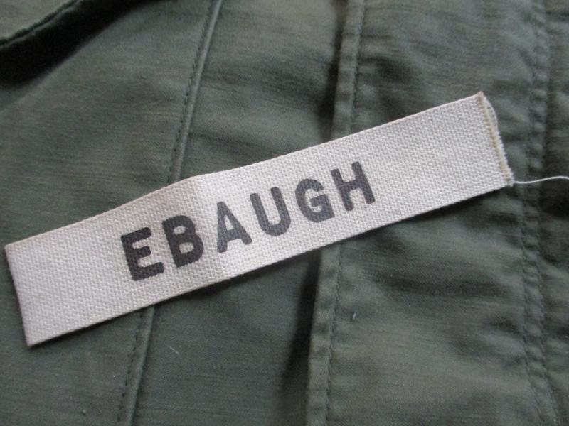 GENUINE M51 UNIFORM early VIETNAM WAR US ARMY white name TAPE badge EBAUGH