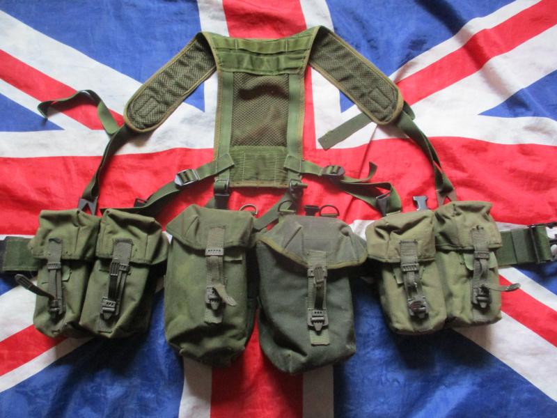 GULF WAR 1 BRITISH ARMY ISSUE OG GREEN PLCE sas belt kit INFANTRY WEBBING SET