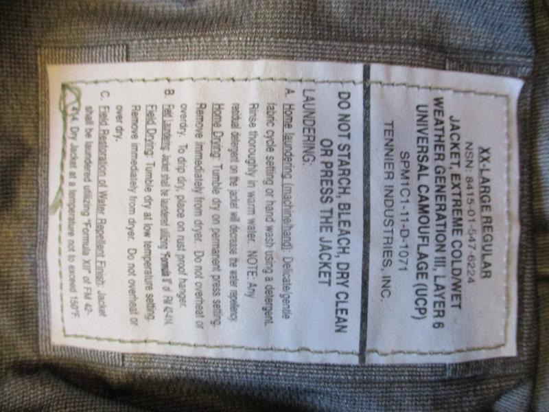 US ARMY ISSUE ucp GEN III LAYER 6 acu camo WATERPROOF