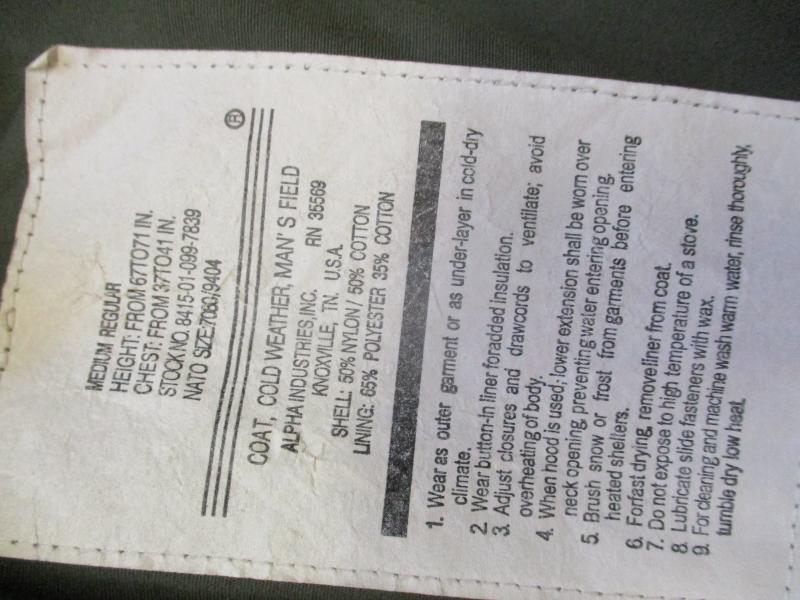 GENUINE alpha industries USA US ARMY M65 COAT COMBAT jacket VIETNAM WAR GREEN mr