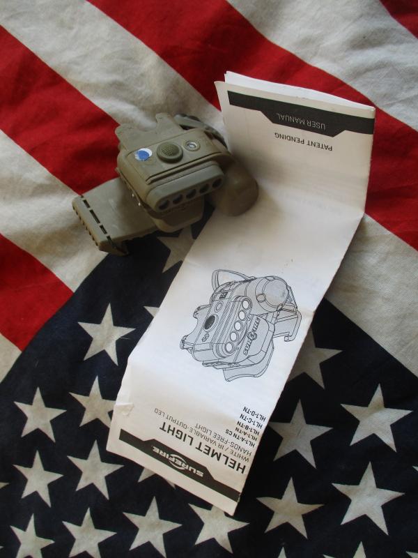 GENUINE SUREFIRE HELMET LIGHT blue & white light & irr