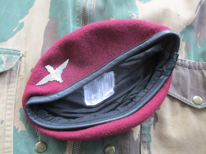 genuine PARACHUTE REGIMENT AIRBORNE MAROON BERET leather band SHAPED used 58cm M