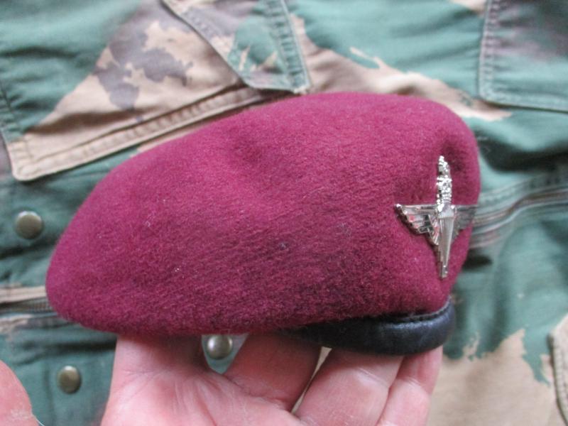genuine PARACHUTE REGIMENT AIRBORNE MAROON BERET leather band SHAPED used 56cm M