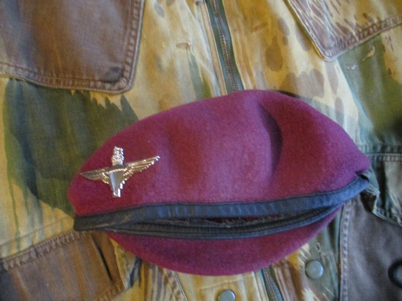 genuine PARACHUTE REGIMENT AIRBORNE MAROON BERET leather band SHAPED used 58cm M
