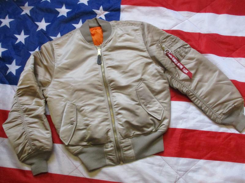 REAL ORIGINAL ALPHA INDUSTRIES USA MA1 bomber pilot JACKET COAT khaki tan SMALL new