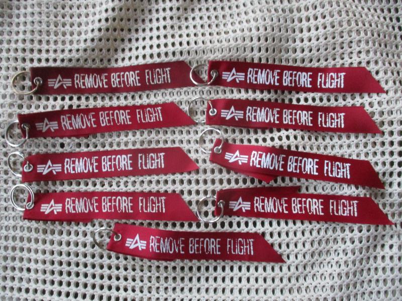 REAL GENUINE Alpha Industries Remove Before Flight KEY Ring Zip Pull Cord