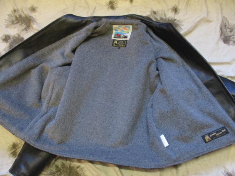 AERO LEATHER CO custom made HORSEHIDE & ALPACA WOOL LINED JACKET BLACK 44 XL