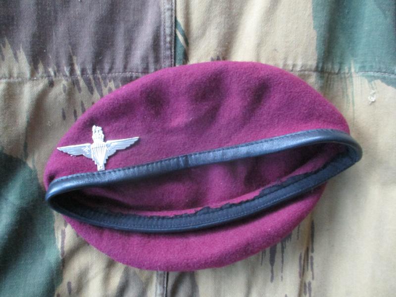 genuine PARACHUTE REGIMENT AIRBORNE MAROON BERET leather band SHAPED used 57cm M