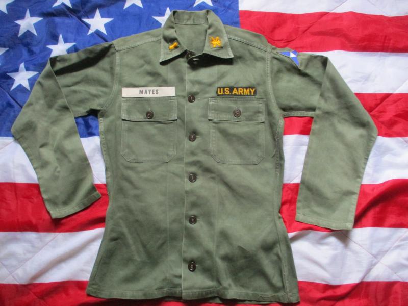 US ARMY M51 m 1951 OG 107 UTILITY SHIRT early VIETNAM WAR era LT OFFICER