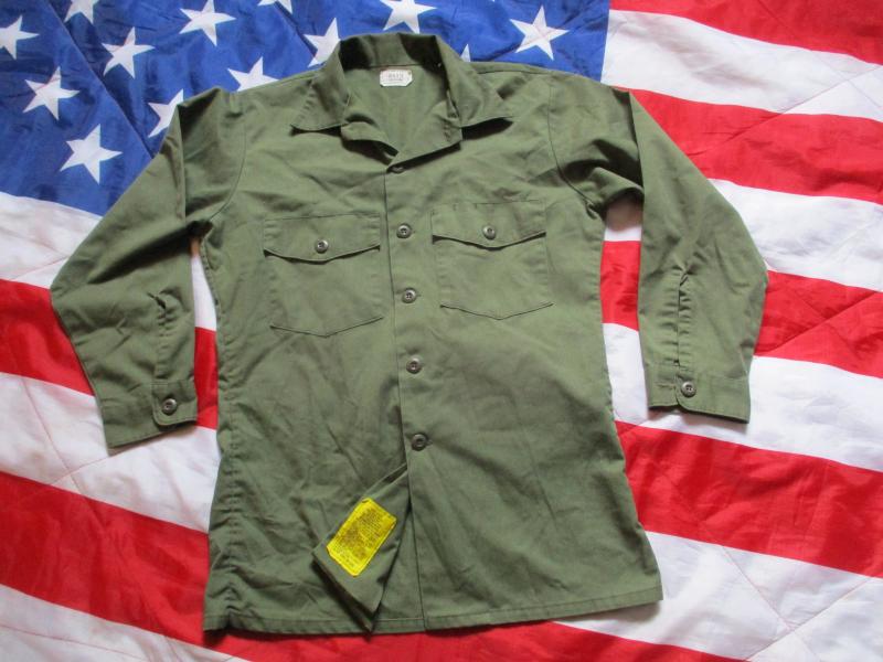 ORIGINAL vintage fashion 1984 US ARMY ISSUE OG green UTILITY SHIRT medium