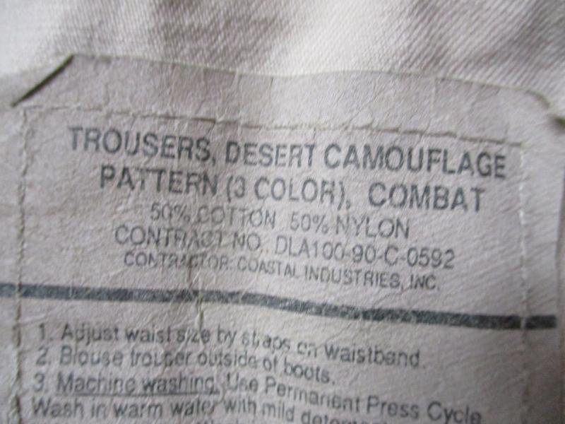rare GENUINE 1990 issue US Aarmy / usmc GULF WAR 1 tri desert CAMO BDU TROUSERS m65 material M R