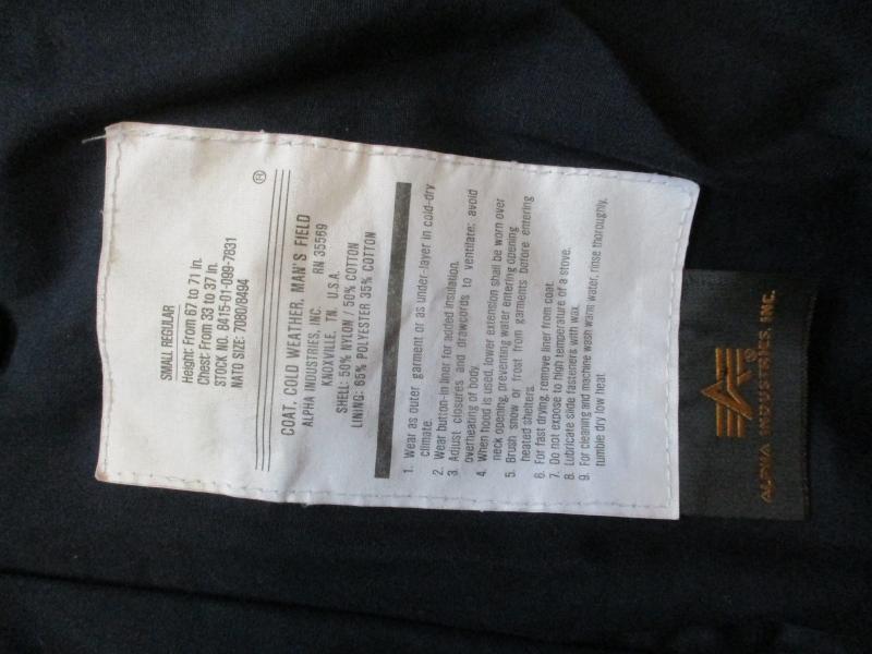 GENUINE alpha industries USA US ARMY M65 COAT COMBAT jacket DARK NAVY BLUE Small Regular- Medium