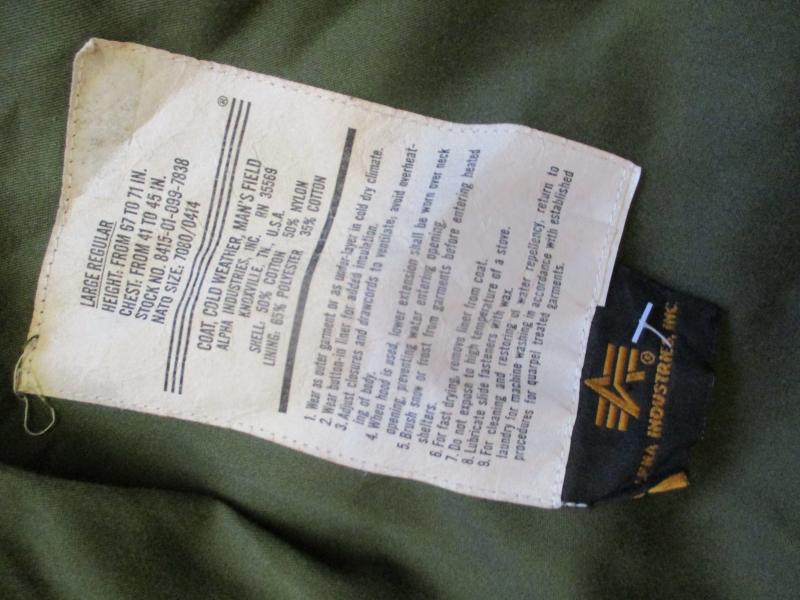 GENUINE alpha industries USA US ARMY M65 COAT COMBAT jacket VIETNAM WAR OG GREEN