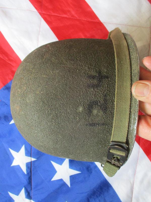 WW2 US ARMY front SEAM SWIVEL BALE m1 STEEL COMBAT helmet & WESTINGHOUSE LINER