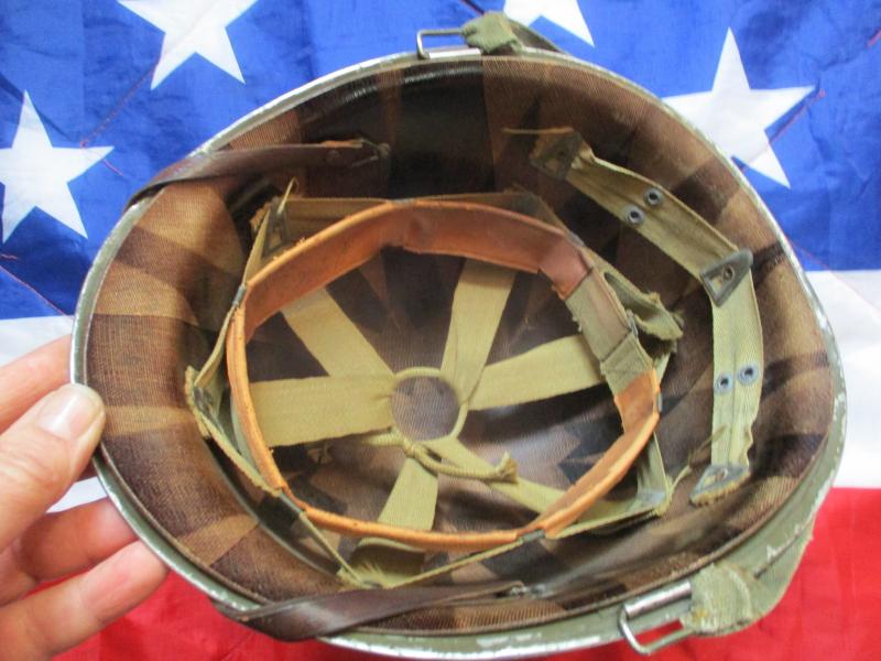 WW2 US ARMY front SEAM SWIVEL BALE m1 STEEL COMBAT helmet & WESTINGHOUSE LINER