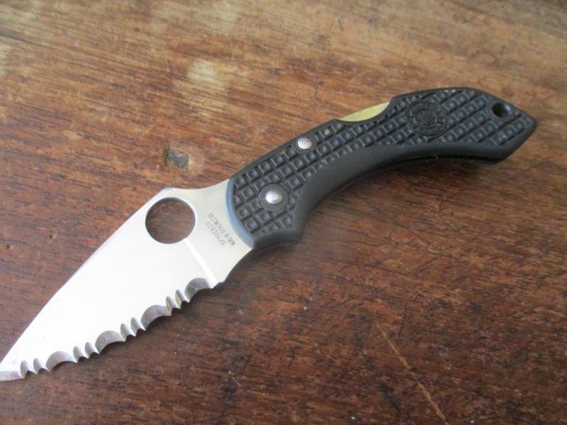 SPYDERCO mini small SERATED BLACK FOLDING CLIP POCKET KNIFE