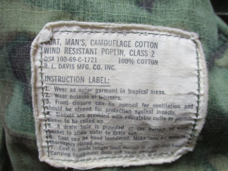 1969 VIETNAM WAR US ARMY SLANT POCKET combat JACKET ERDL rare late war brown CAMO