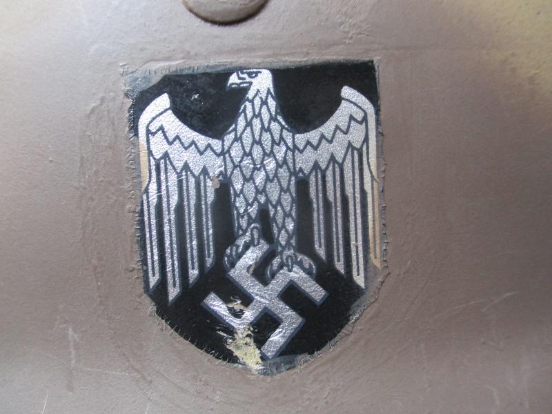 ORIGINAL WW2 GERMAN NORWEGIAN reissue M35 HELMET REFURBISHED TO ARMY single decal NORMANDY CAMO