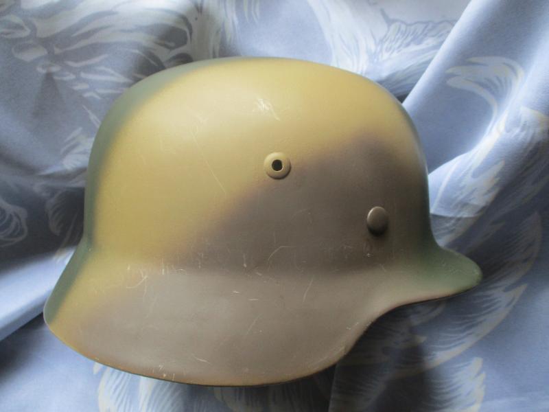 ORIGINAL WW2 GERMAN NORWEGIAN reissue M35 HELMET REFURBISHED TO ARMY single decal NORMANDY CAMO