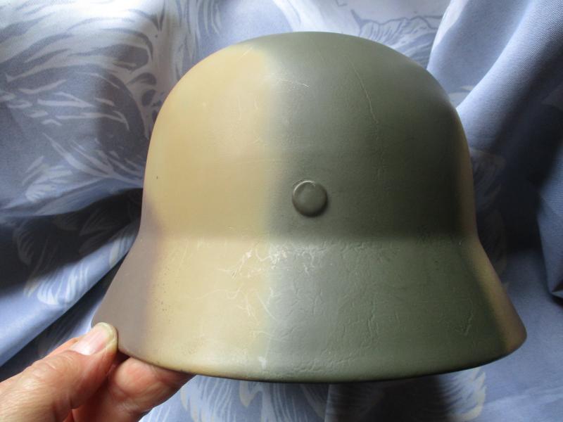 ORIGINAL WW2 GERMAN NORWEGIAN reissue M35 HELMET REFURBISHED TO ARMY single decal NORMANDY CAMO