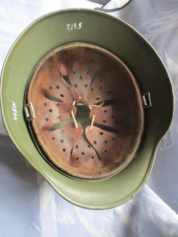 ORIGINAL WW2 GERMAN NORWEGIAN reissue M35 HELMET REFURBISHED TO ARMY single decal NORMANDY CAMO