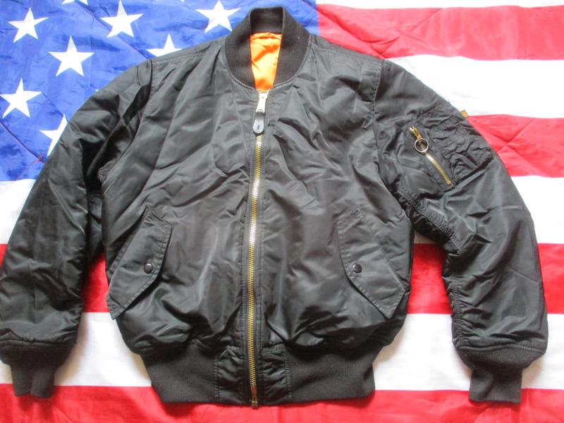 REAL ORIGINAL ALPHA INDUSTRIES USA MA1 bomber pilot JACKET COAT black M