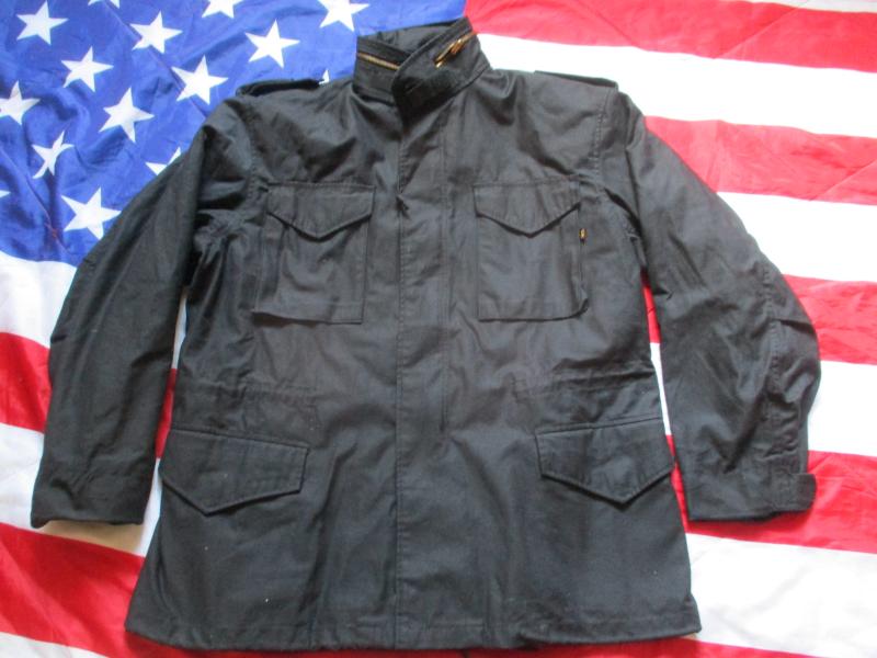 GENUINE alpha industries USA US ARMY M65 COAT COMBAT jacket BLACK large - xl