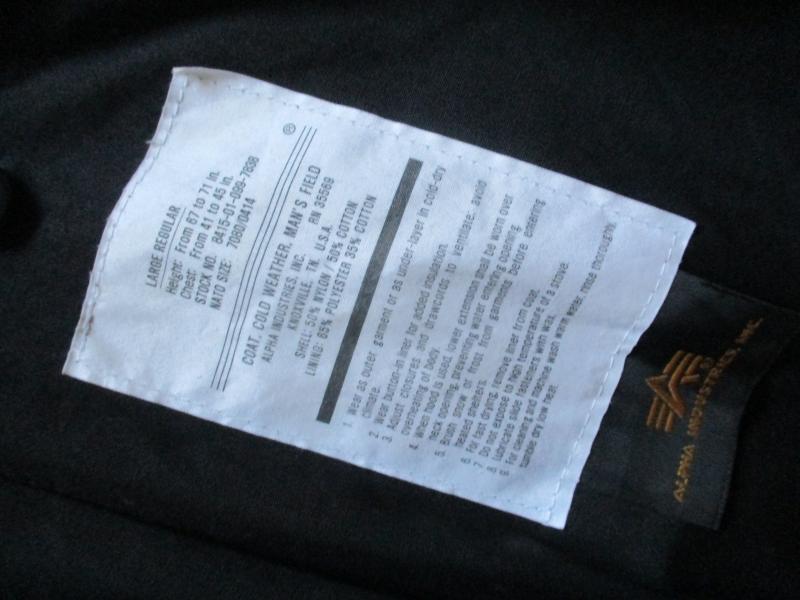 GENUINE alpha industries USA US ARMY M65 COAT COMBAT jacket BLACK large - xl