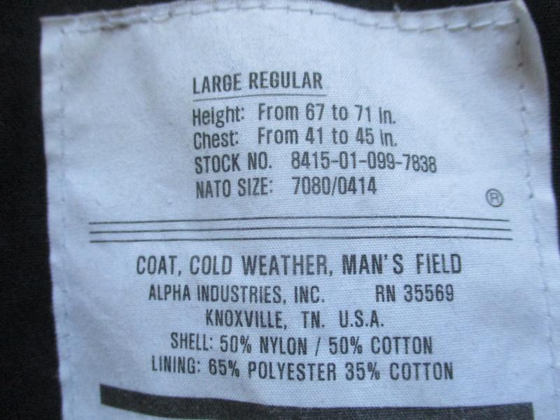 GENUINE alpha industries USA US ARMY M65 COAT COMBAT jacket BLACK large - xl