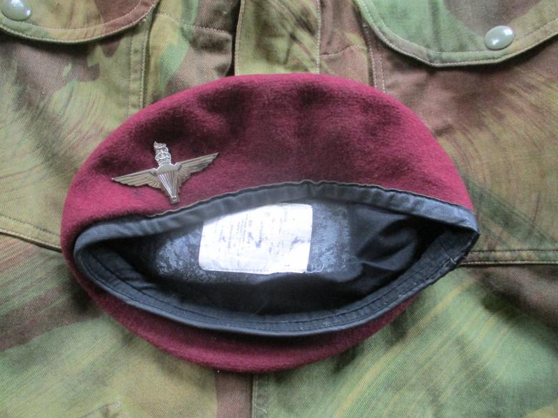 genuine PARACHUTE REGIMENT AIRBORNE MAROON BERET leather band SHAPED used 57cm M
