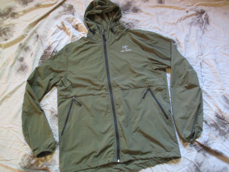 ARCTERYX military leaf green WINDSTOPPER featherlite PACKLITE TOP JACKET M -L