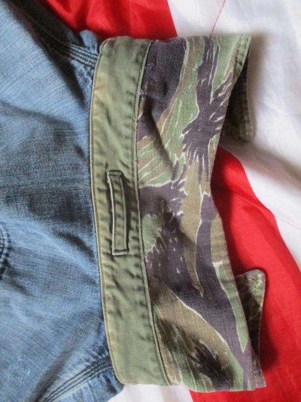vintage LEVIS USA AMERICAN denim SHIRT & VIETNAM WAR TIGER STRIPE CAMO COLLAR !