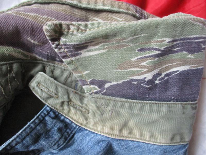 vintage LEVIS USA AMERICAN denim SHIRT & VIETNAM WAR TIGER STRIPE CAMO COLLAR !