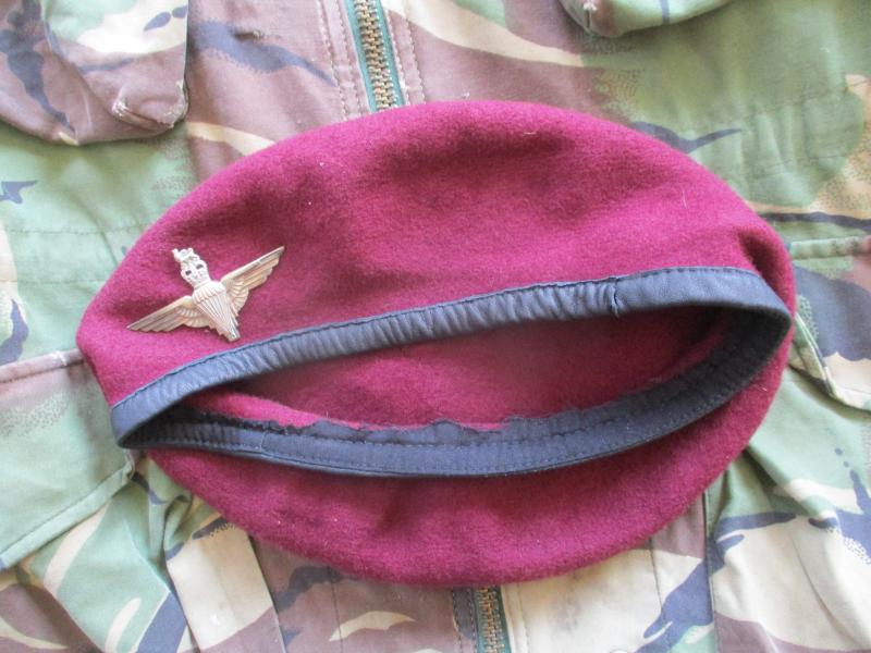 1980's Falklands war Era PARACHUTE REGIMENT AIRBORNE MAROON BERET leather band SHAPED
