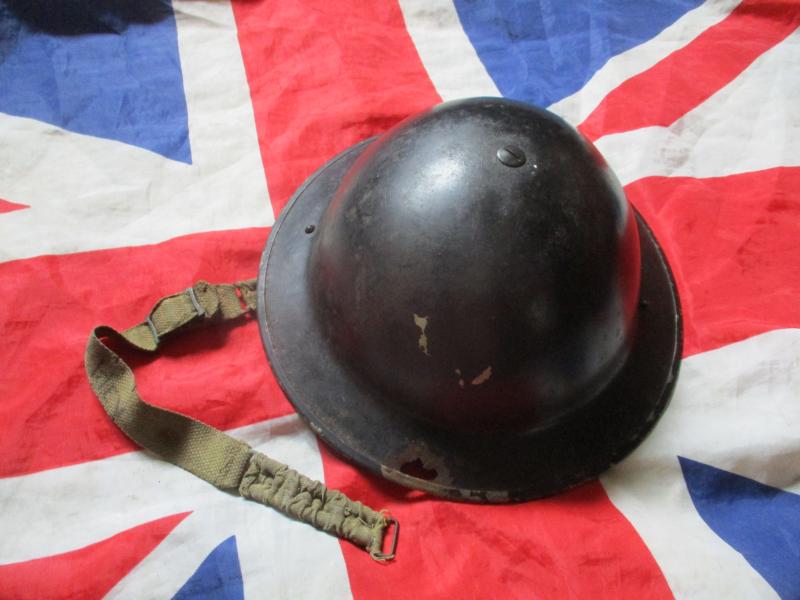 GENUINE WW2 BRITISH ARMY HOME FRONT CIVIL DEFENCE ARP warden BLACK steel HELMET