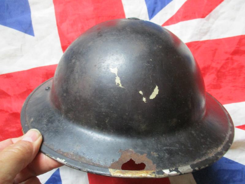 GENUINE WW2 BRITISH ARMY HOME FRONT CIVIL DEFENCE ARP warden BLACK steel HELMET