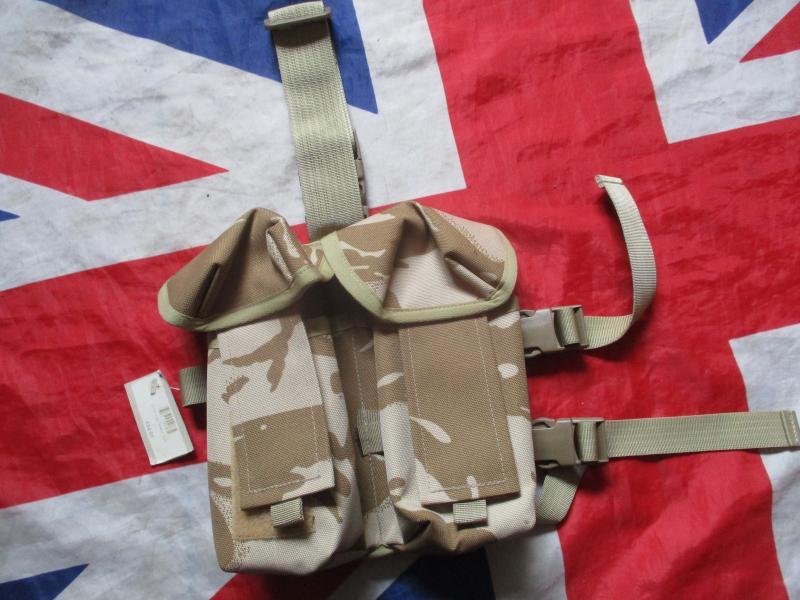 HM SUPPLIES OLD SKOOL WEBBING Desert dpm ddpm DROP LEG double plce mag / ammo  POUCH POUCH NEW