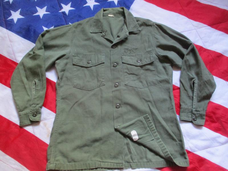 ORIGINAL 1969 US ARMY Vietnam War OG 107 UTILITY COTTON SATEEN SHIRT 15 1/2X31