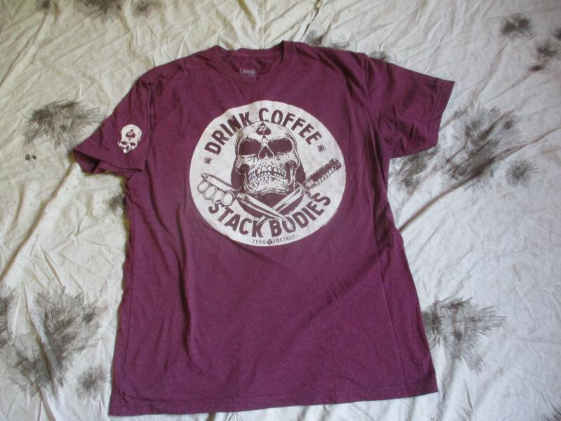 ZERO FOXTROT drink coffee stack bodies T SHIRT airborne maroon LARGE
