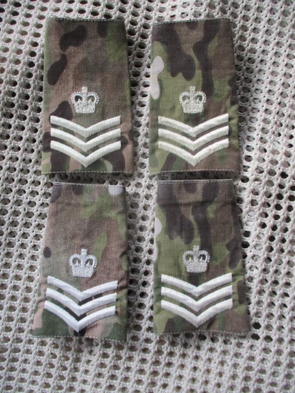 4 BRITISH ARMY slip on RANK slide slides badges MTP MULTICAM C/SGT S/SGT