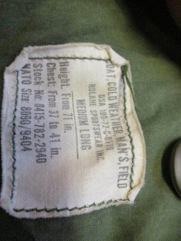 1972 genuine US ARMY ISSUE VIETNAM WAR worn OG 107 usa M65 COAT COMBAT jacket ML